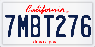 CA license plate 7MBT276