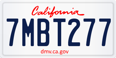 CA license plate 7MBT277