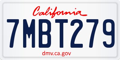 CA license plate 7MBT279