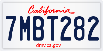 CA license plate 7MBT282