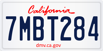 CA license plate 7MBT284