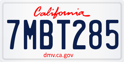 CA license plate 7MBT285