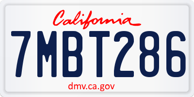 CA license plate 7MBT286