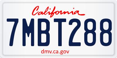 CA license plate 7MBT288