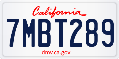 CA license plate 7MBT289