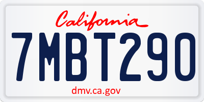 CA license plate 7MBT290