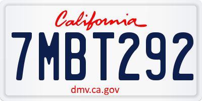 CA license plate 7MBT292