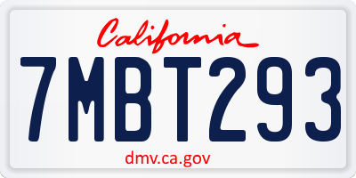 CA license plate 7MBT293