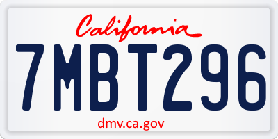 CA license plate 7MBT296