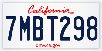 CA license plate 7MBT298