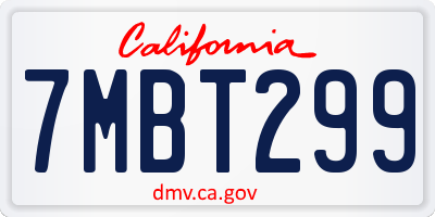 CA license plate 7MBT299