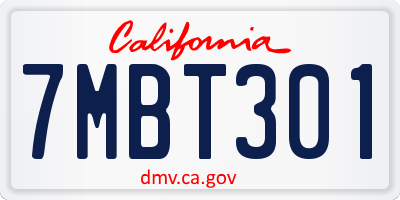 CA license plate 7MBT301