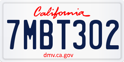 CA license plate 7MBT302