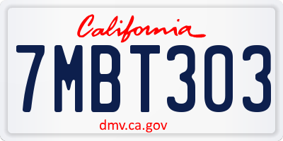 CA license plate 7MBT303