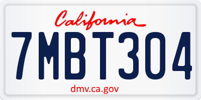 CA license plate 7MBT304
