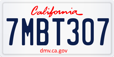 CA license plate 7MBT307