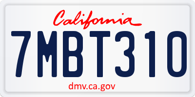 CA license plate 7MBT310