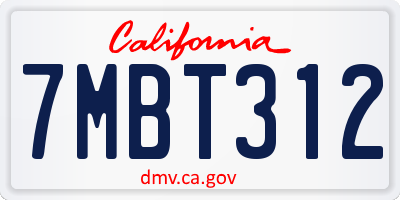 CA license plate 7MBT312