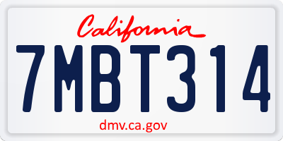 CA license plate 7MBT314