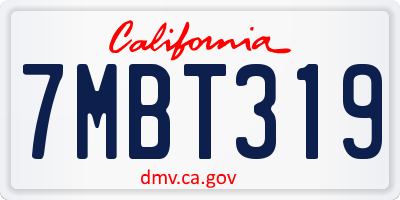 CA license plate 7MBT319