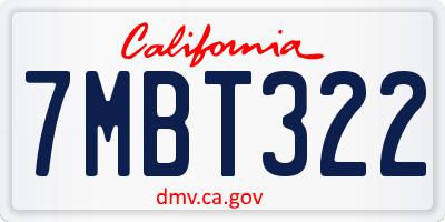 CA license plate 7MBT322