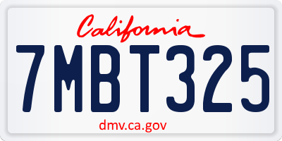 CA license plate 7MBT325