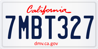 CA license plate 7MBT327