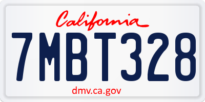CA license plate 7MBT328