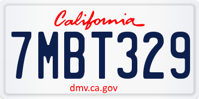 CA license plate 7MBT329