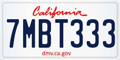 CA license plate 7MBT333