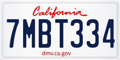 CA license plate 7MBT334