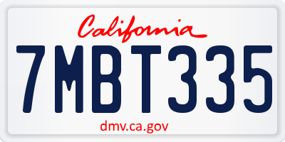 CA license plate 7MBT335