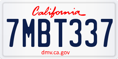 CA license plate 7MBT337