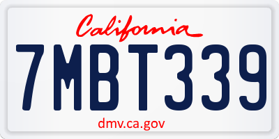 CA license plate 7MBT339