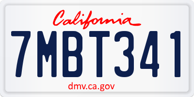 CA license plate 7MBT341