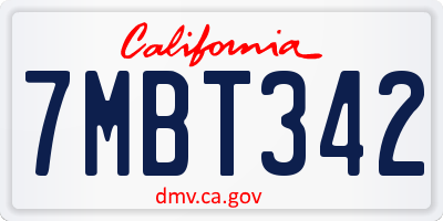 CA license plate 7MBT342