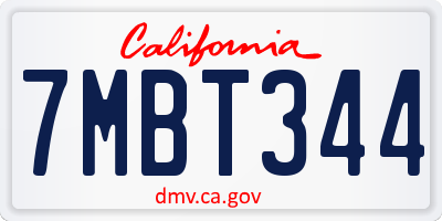 CA license plate 7MBT344