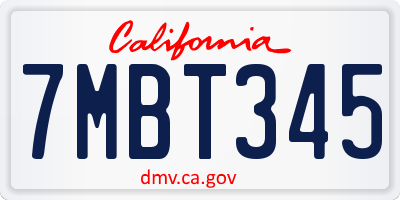 CA license plate 7MBT345
