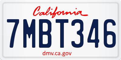 CA license plate 7MBT346