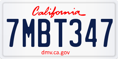 CA license plate 7MBT347