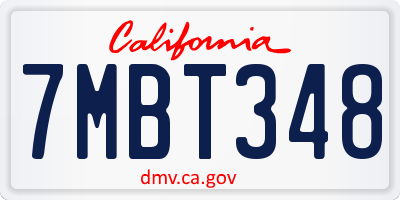 CA license plate 7MBT348