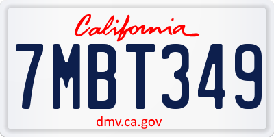 CA license plate 7MBT349
