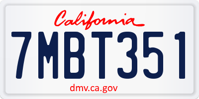 CA license plate 7MBT351