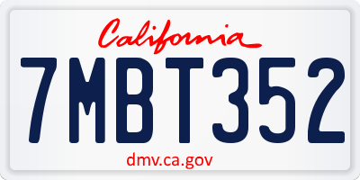 CA license plate 7MBT352
