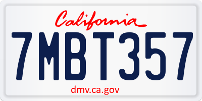 CA license plate 7MBT357