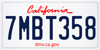 CA license plate 7MBT358