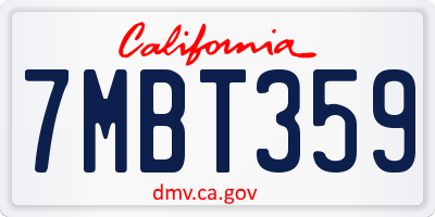 CA license plate 7MBT359