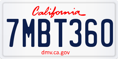 CA license plate 7MBT360