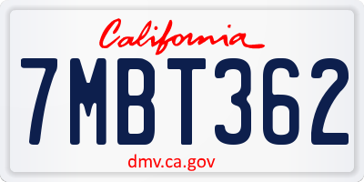 CA license plate 7MBT362