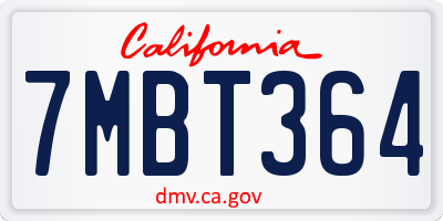 CA license plate 7MBT364